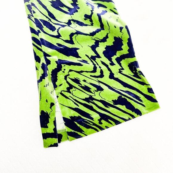 Zara Retro Swirl Split Hem Printed Jegging Wide Leg Green Blue Size Small - Picture 6 of 9